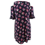 Tommy Hilfiger Women's Floral Cold-Shoulder A-Line Dress (18, Navy Multi)