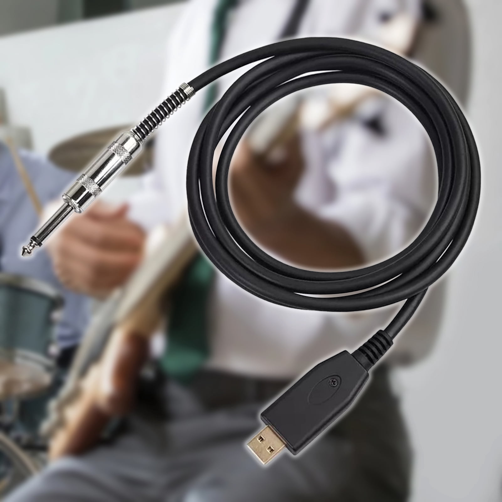 Deyuer Audio AUX Cable Anti-interference High Fidelity Driver-free USB to 6.35mm Male to Male Guitar Cable for Laptops,2M
