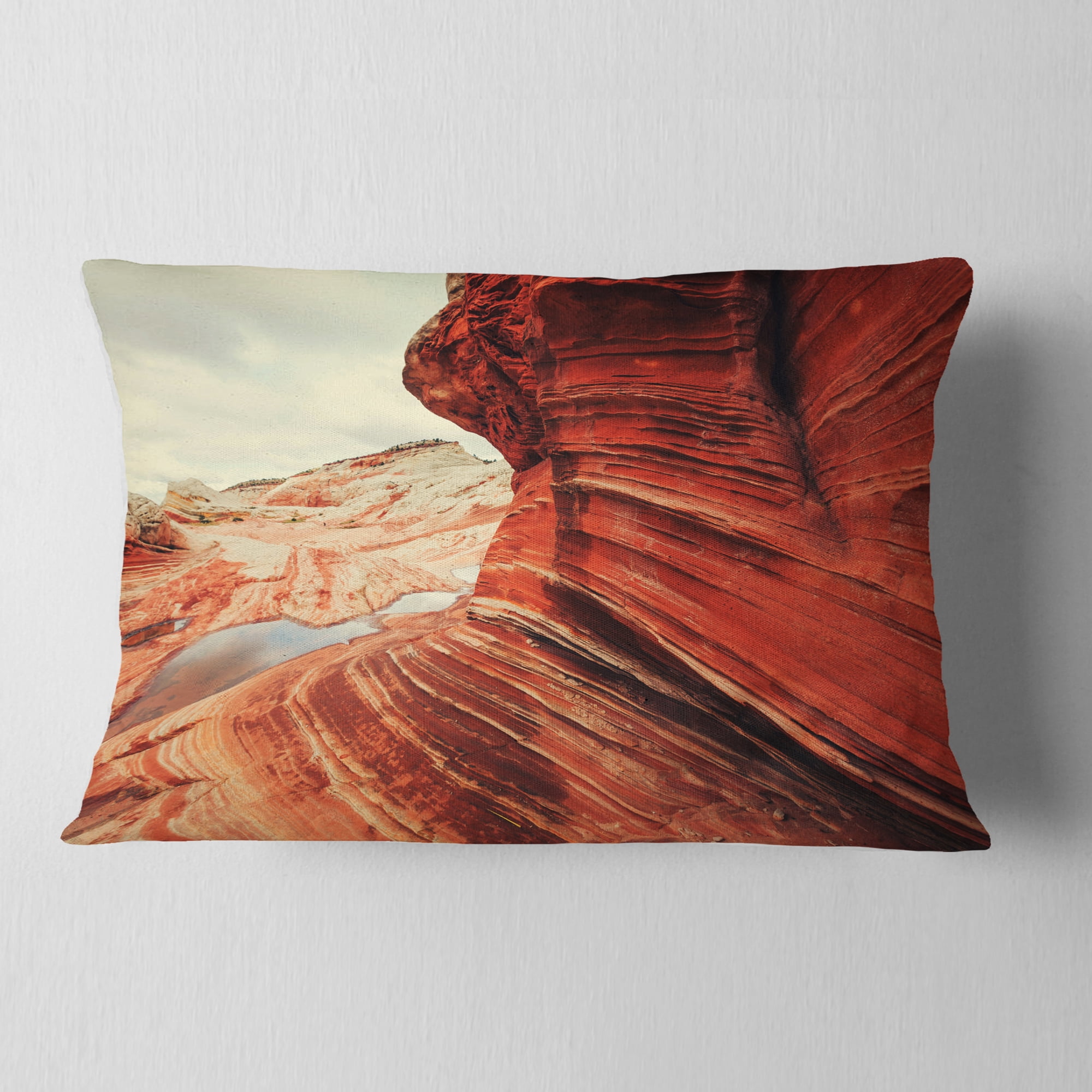 Designart Vermillion Cliffs Lake View - Landscape Printed Throw Pillow - 12x20