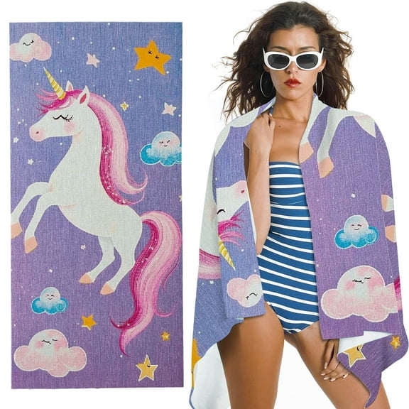 BANET Beach Towel for Boys and Girls, Kids Beach Towels, Perfect for Beach and Towel for Kids (Unicorn) 30x60in
