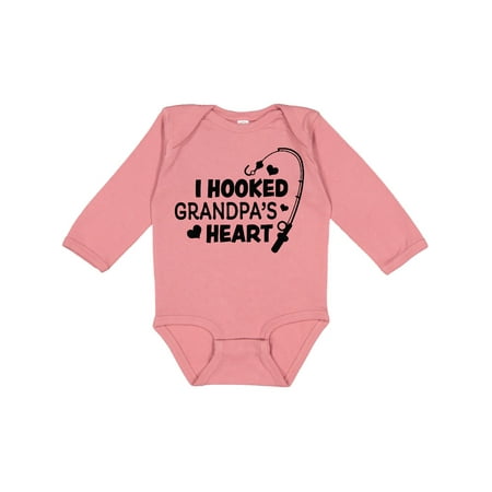 

Inktastic I Hooked Grandpa s Heart with Fishing Rod Gift Baby Boy or Baby Girl Long Sleeve Bodysuit