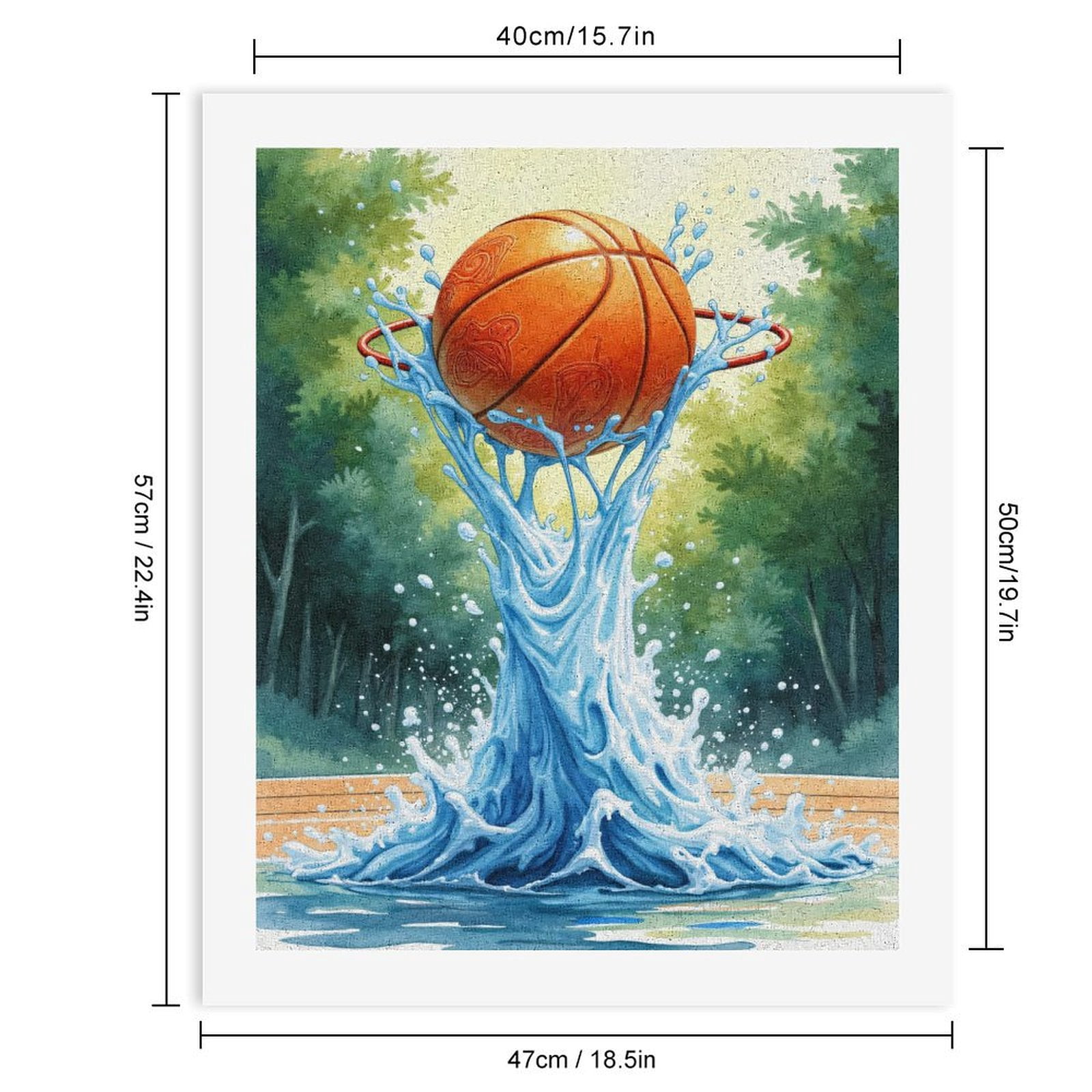 Paint By Numbers Kit for Adults Beginner - DIY Basketball Water Splash Art Canvas Painting Kits for Adults, Frameless Paint By Number for Adults for Home Wall Decor 16x20 Inch