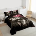 thumbnail image 3 of Homewish Happy Valentines Day Full Size Comforter Sets,Gothic Skull Skeleton Bedding Comforter Set,Romantic Theme Bedding Sets For Girls Boys,Microfiber Bedroom Decor Reversible,3-Piece, 3 of 8