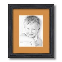 ArtToFrames 10x12 Matted Picture Frame with 6x8 Single Mat Photo Opening Framed in 1.25 Black Stain on Solid Red Oak and 2 Amber Mat (FWM-4083-10x12)