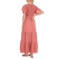 thumbnail image 4 of JFHHQ Robe Légère Tissée Unie Robe de Maternité d'Été Ample Évasée Taille Élastique Décontractée à Manches Courtes Couleur Unie Longue Jupe Maxi pour Femmes m Rouge Melon D\'eau, 4 of 7
