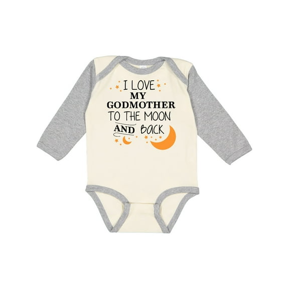 Inktastic I Love My Godmother to the Moon and Back Boys or Girls Long Sleeve Baby Bodysuit