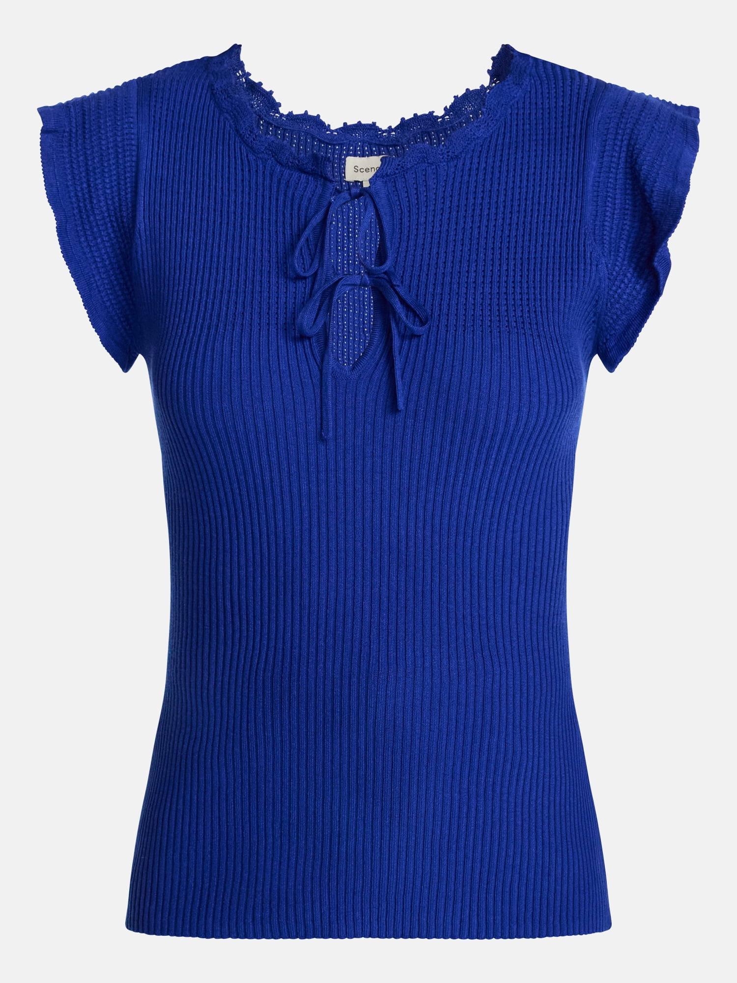 Scenario Women's Tank Sweater with Short Flutter Sleeves, Lightweight, Sizes XS-XXXL