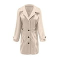 thumbnail image 4 of Huowey Women Trench Coat Plus Size Mid Length Double Classic Coat Winter Notched Lapel Collar Jacket Autumn Winter Fashion Outerwear,Beige,L, 4 of 6