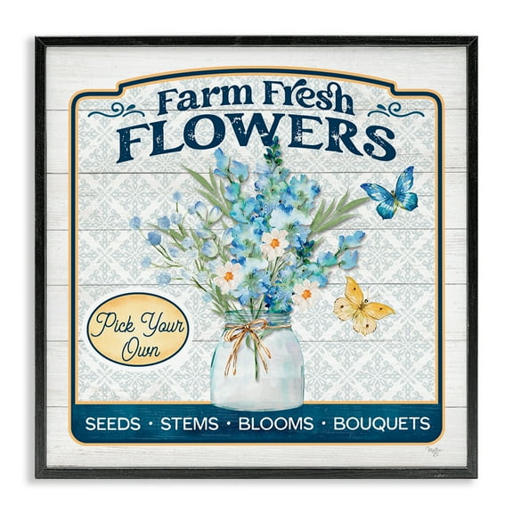 Stupell Industries Farm Fresh Flowers Botanical & Floral Painting Black Framed Art Print Wall Art, 12 x 12