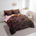 thumbnail image 3 of Feelyou Vintage Pixelate Miner Bedding Comforter Set 7 Pieces, Honeycomb Square Full Bedding Set, Chic Lattice Abstract Reversible Fitted Sheet Flat Sheet, Lightweight Room Decor, 3 of 7