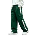 thumbnail image 4 of BXJX Boys Cargo Pants, Elastic Waist Side Stripe Straight‑Leg Multi Pocket Casual Trousers Army Green Size 7-8 T, 4 of 8
