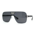 thumbnail image 2 of Urbane Slick Rimless Flat Top Racer Shield Baller Sunglasses Gunmetal Black, 2 of 4