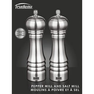 Trudeau 8-Inch Professional Salt & Pepper Mill Set - Stainless Steel