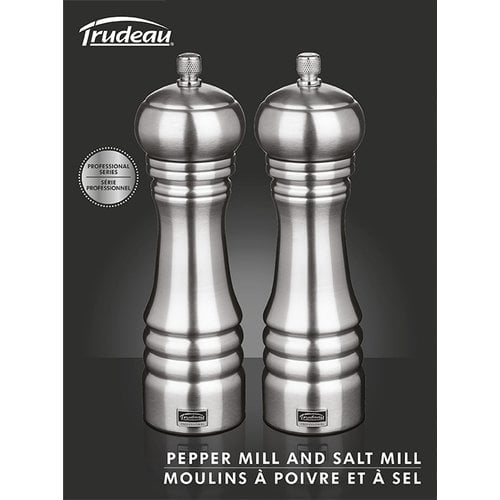 Trudeau Stainless Steel 8 Inch Professional Pepper and Salt Mill Set