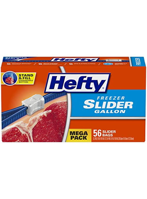 Hefty Slider Freezer Storage Bags, Gallon Size, 56 Count