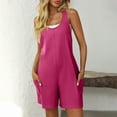 thumbnail image 5 of Amvlyk Jumpsuits for Women Summer Sleeveless Wide Shoulder Straps Short Rompers Comfortable Suspender Shorts Casual Solid Color Overalls Pants with Pockets for Trendy Beach Vacation Outfits, 5 of 9