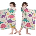 thumbnail image 4 of Colorful Dinosaur and Tropical Pattern Hooded Bath Towel，60"x35" for Ages 3 To 12 Kids, Quick Dry Lightweight Soft Microfiber Hood Beach Towel Cover Up for Kids, 4 of 7