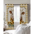 thumbnail image 4 of Yak Sunflowers Blackout Curtains for Bedroom Living Room Darkening Curtains 84 Inch Length 2 Panels Set Yellow Floral Checkered Elegant Pastoral Rustic Window Curtain Window Treatment Drapes 52"x84", 4 of 9