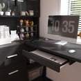 thumbnail image 3 of Montary Corner L-Shaped Computer Desk with Glass Display Cabinets & Built-in LED Lights - Office Desk with USB Charging Ports, Keyboard Tray,Compact and Functional Design,Black, 3 of 10