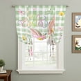 thumbnail image 2 of Sage Green Easter Balloon Curtains for Bedroom/Front Door/Bathroom, Spring Easter Bunny Eggs Floral Plaid Tie Up Curtains 63 Inch Length Light Filtering Kitchen Curtains Shades for Windows 46"x63", 2 of 8