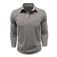 thumbnail image 7 of Yusimy Mens Solid Color Long Sleeve Shirts Casual Classic Button Collar Golf Shirt with Pocket Breathable Fall Clothing, 7 of 7