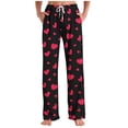 thumbnail image 2 of hotojiny Mens Pajama Pants Breathable Wide Leg Pj Bottoms Lightweight Elastic Waist Heart Valentine's Day Sleepwear S-3XL, 2 of 5