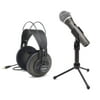 Samson Q2U USB/XLR Dynamic Microphone with SR850 Semi Open-Back Headphone Bundle