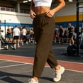 thumbnail image 7 of Nfurl Barrel Sweatpants Women Casual Drawstring Elastic Waist Wide Leg Baggy Sweatpant with Pockets Comfy Lounge Pants Fall Winter Sweat Pants Coffee,XXL, 7 of 7