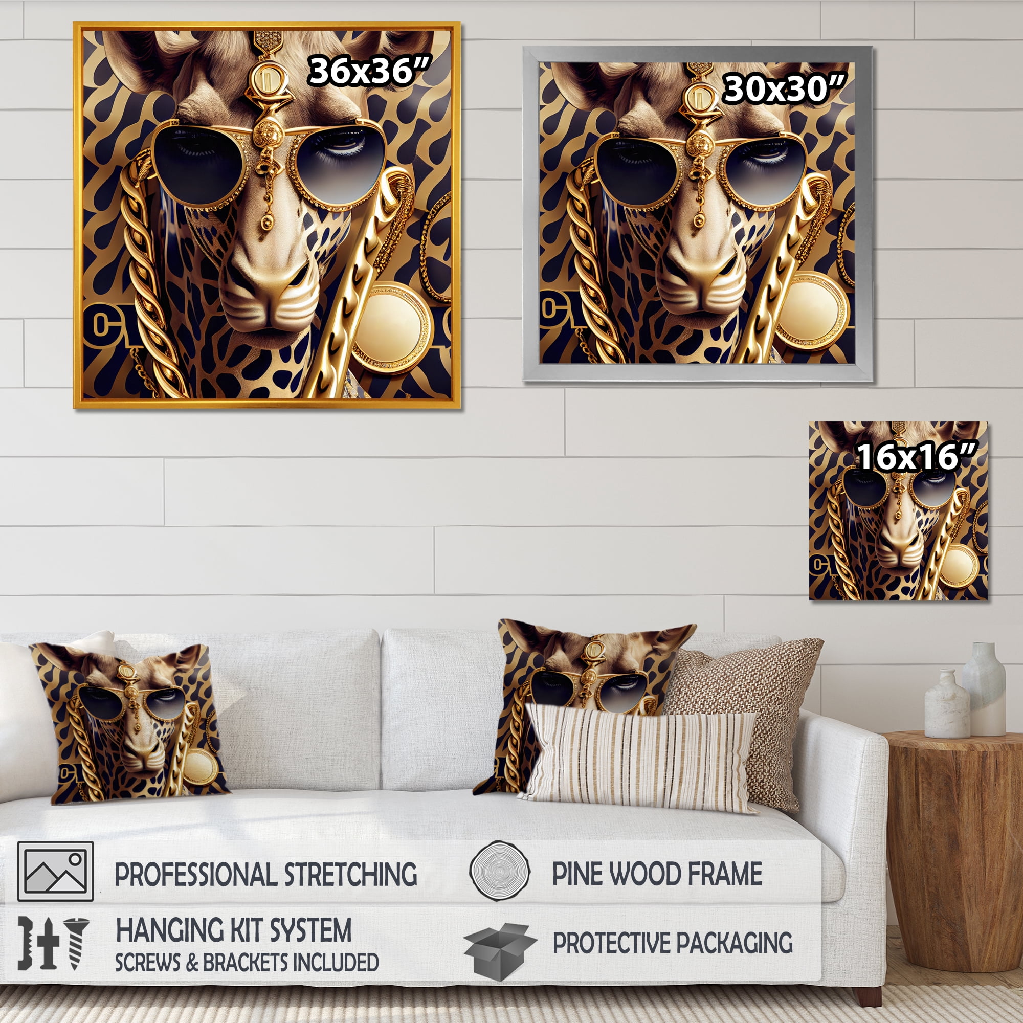 Designart Celebrity Fashion Girafe I Canvas Wall Art