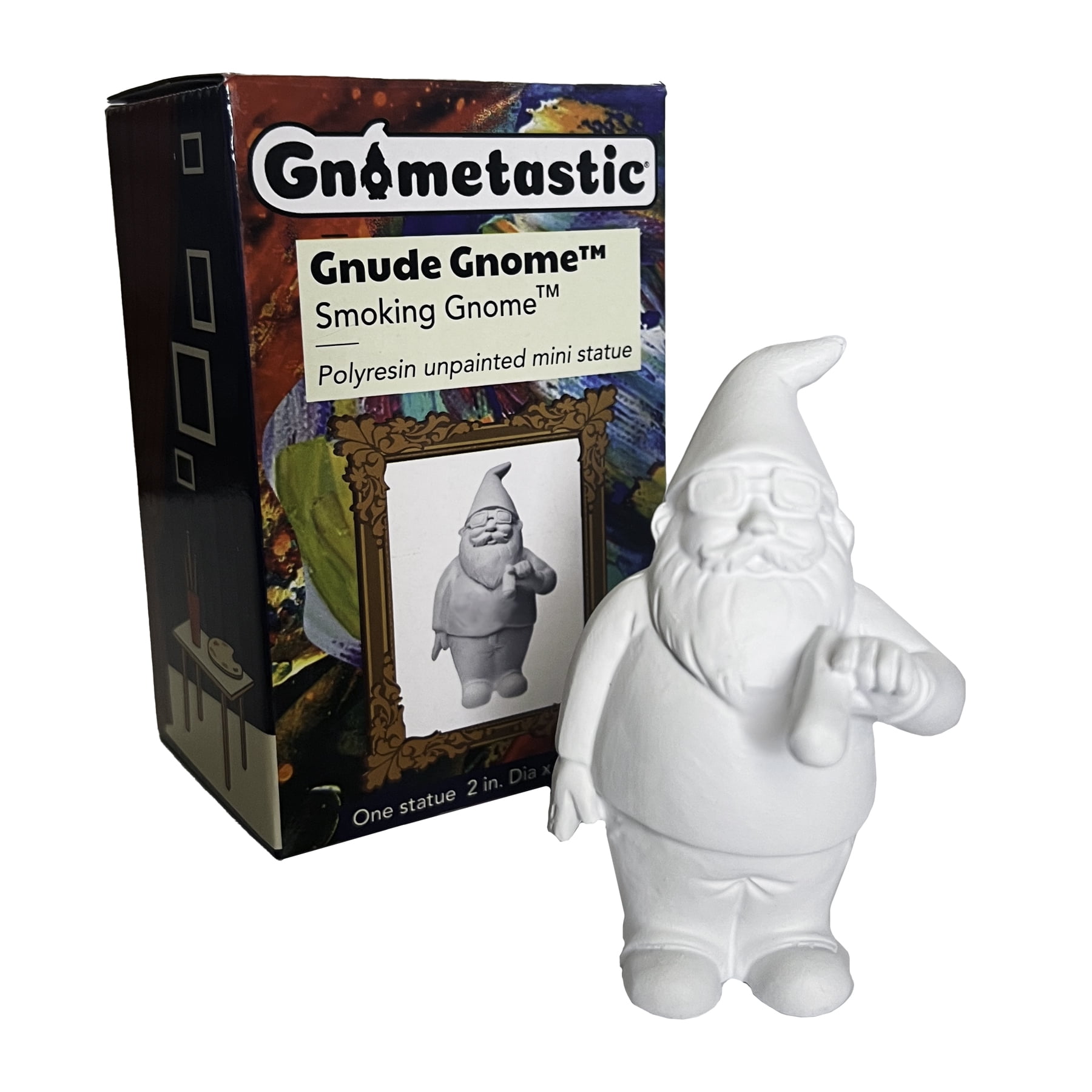 Gnometastic Gnude Mini Gnomes Smoking Gnome Unpainted Gnome Statue, 3.5in Tall DIY Paint