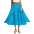 thumbnail image 2 of Mifsaly Linen Skirts for Women Midi Length A Line High Waist Flowy Skirt Solid Color Pleated Casual Summer Travel Vacation Clothes Free Size, 2 of 9