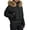 Black, variant on Women Down Short Waisted Winter Jacket Quilted Outerwear Warm Coat With Oversized Hood For Cold Weather White M