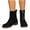 Black, variant on Viluyesy Womens Suede Mid Calf Boots, Front Zipper Round Toe Thicken Heels Fall Winter Trendy Moto Boots Black US9.5