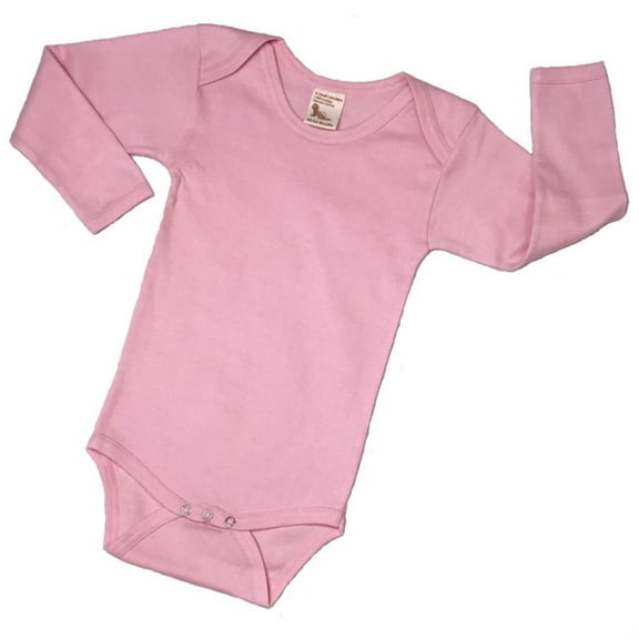 Organic Cotton Long Sleeve Bodysuits/Onesies - Pink Solid 18-24m