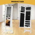 thumbnail image 5 of LDAILY Jewelry Armoire, Jewelry Cabinet Standing with Full Length Mirror, 3 Adjustable Angles, Large Storage Capacity, Freestanding Jewelry Organizer for Bedroom, Dressing Room (White), 5 of 9