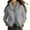 Gray, variant on Women's Hooded Fleece Cardigan - Soft Fur Collar Sweater Jacket, Casual Warm Outerwear, Gray