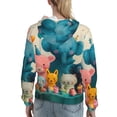 thumbnail image 7 of Fotbe Cute Animal Party Pattern Womens Long Sleeve Hoodie, Pullover Hooded Sweatshirt, Kangaroo Pocket Hoodie with Eye-catching Drawstrings-XX-Large, 7 of 7