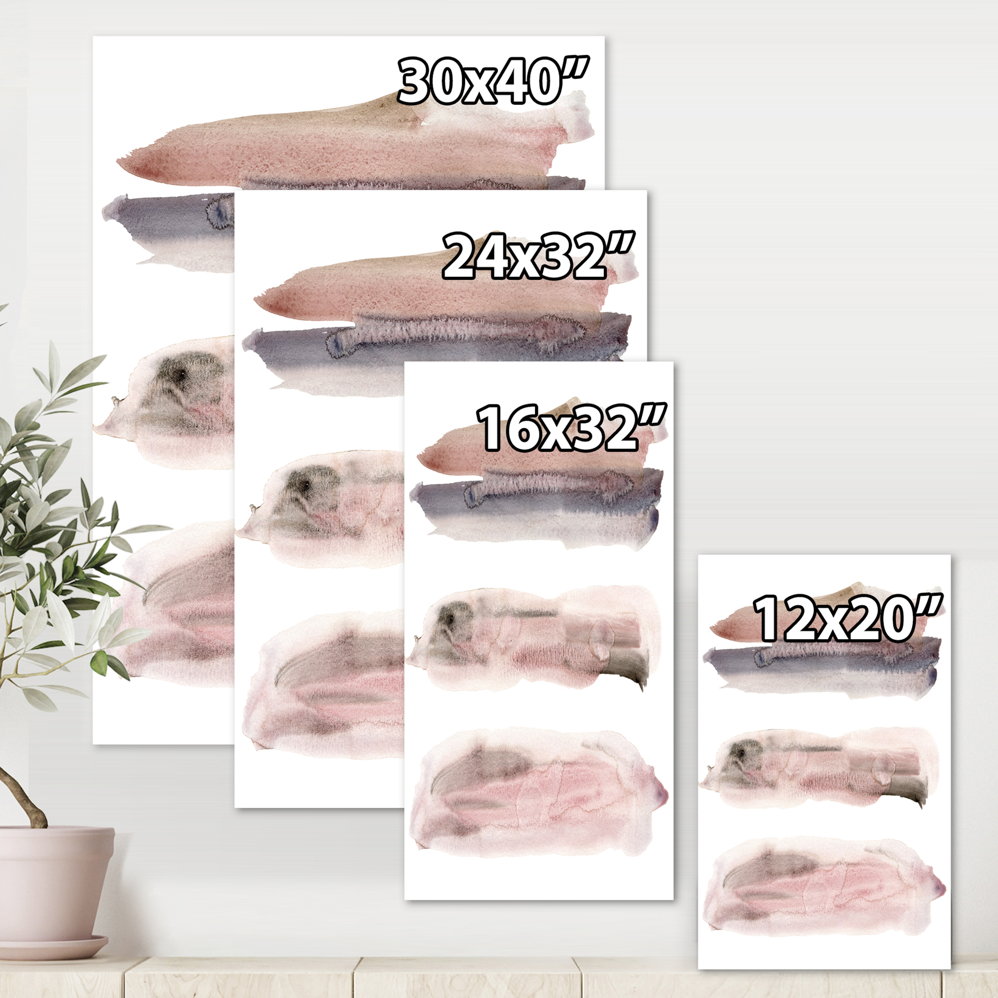 Designart ' Blue and Pink Clouds With Beige Spots II ' Modern Canvas Wall Art Print