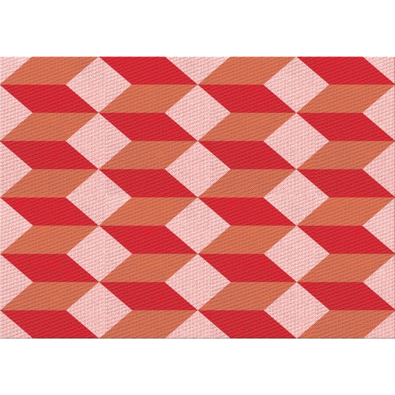 Ahgly Company Indoor Rectangle Patterned Neon Red Area Rugs, 3' x 5'