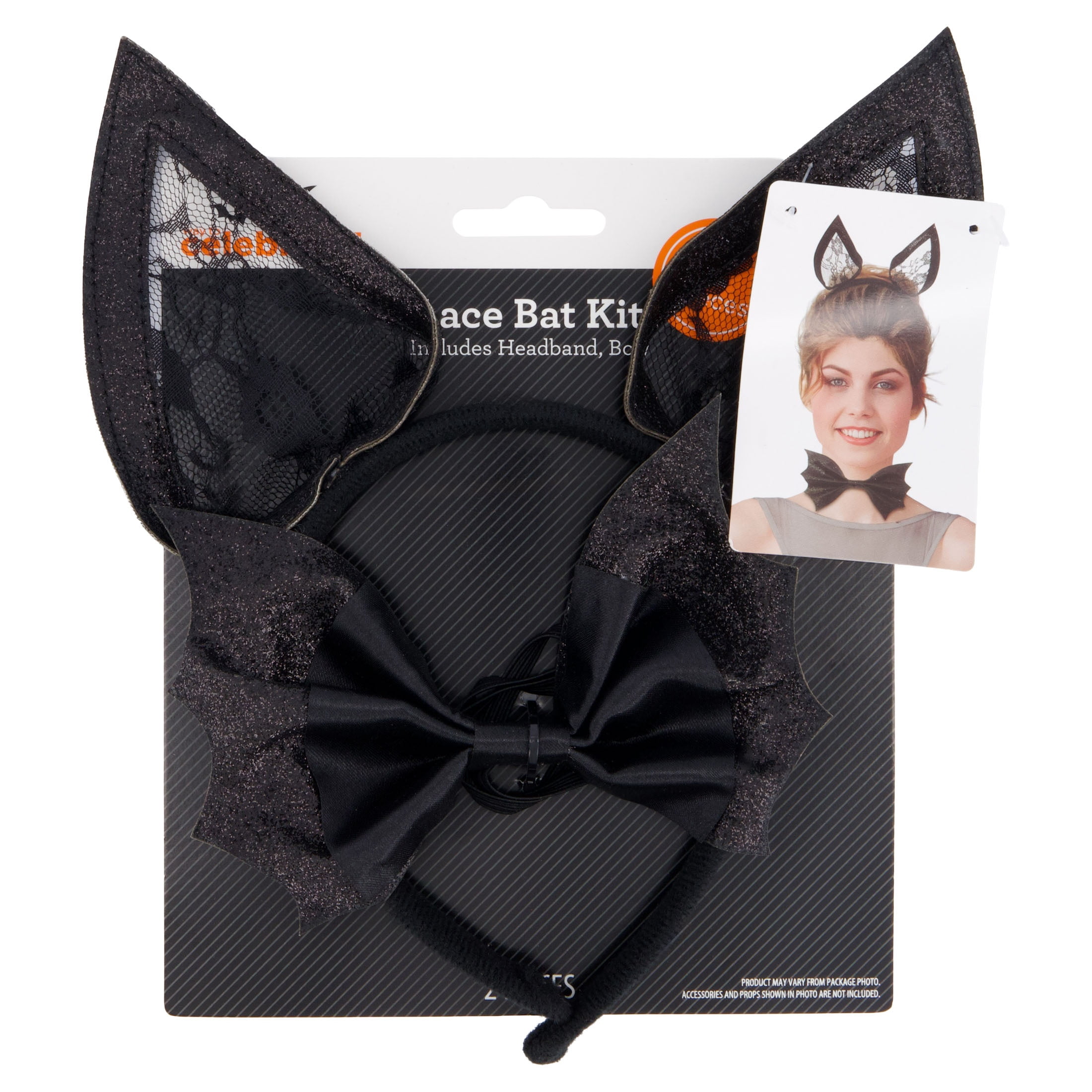 Lace Bat Costume Accessory Kit for Adults, Black, Halloween by Way To Celebrate