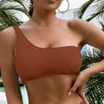 thumbnail image 2 of Women's One Shoulder Bikini Swimsuit Top - Ribbed Padded Bandeau, 82% Nylon + 18% Spandex, S - L Sizes, for Summer Beach & Pool Parties, 2 of 4