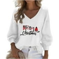 thumbnail image 3 of Craaazy Christmas Shirts for Women Fashion Clothing Christmas Printed 3/4 Sleeve V Neck Xmas Womens Tops Gifts, 3 of 3