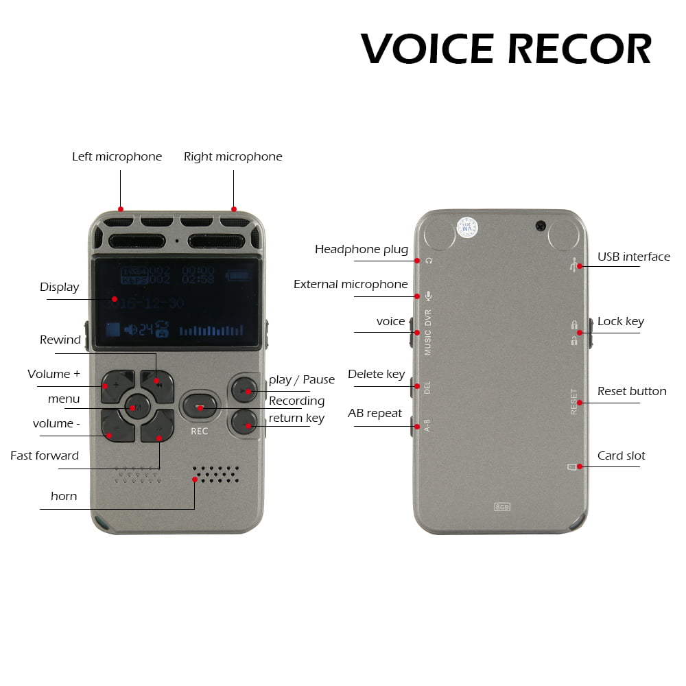 Miuline 8GB Digital Voice Recorder Voice Activated Recorder Audio