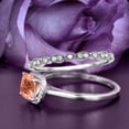 thumbnail image 3 of Dazzling Halo 2.05 Carat Cushion Cut Morganite And Diamond Moissanite Engagement Ring, Wedding Ring, One Matching Band in 925 Sterling Silver With Plain 18k White Gold Plating Shank Gift For Her, 3 of 3