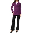 thumbnail image 2 of INSPIRE CHIC Women's Pea Coat Double-Breasted Notch Lapel Mid-Thigh Winter Coat M Purple, 2 of 6