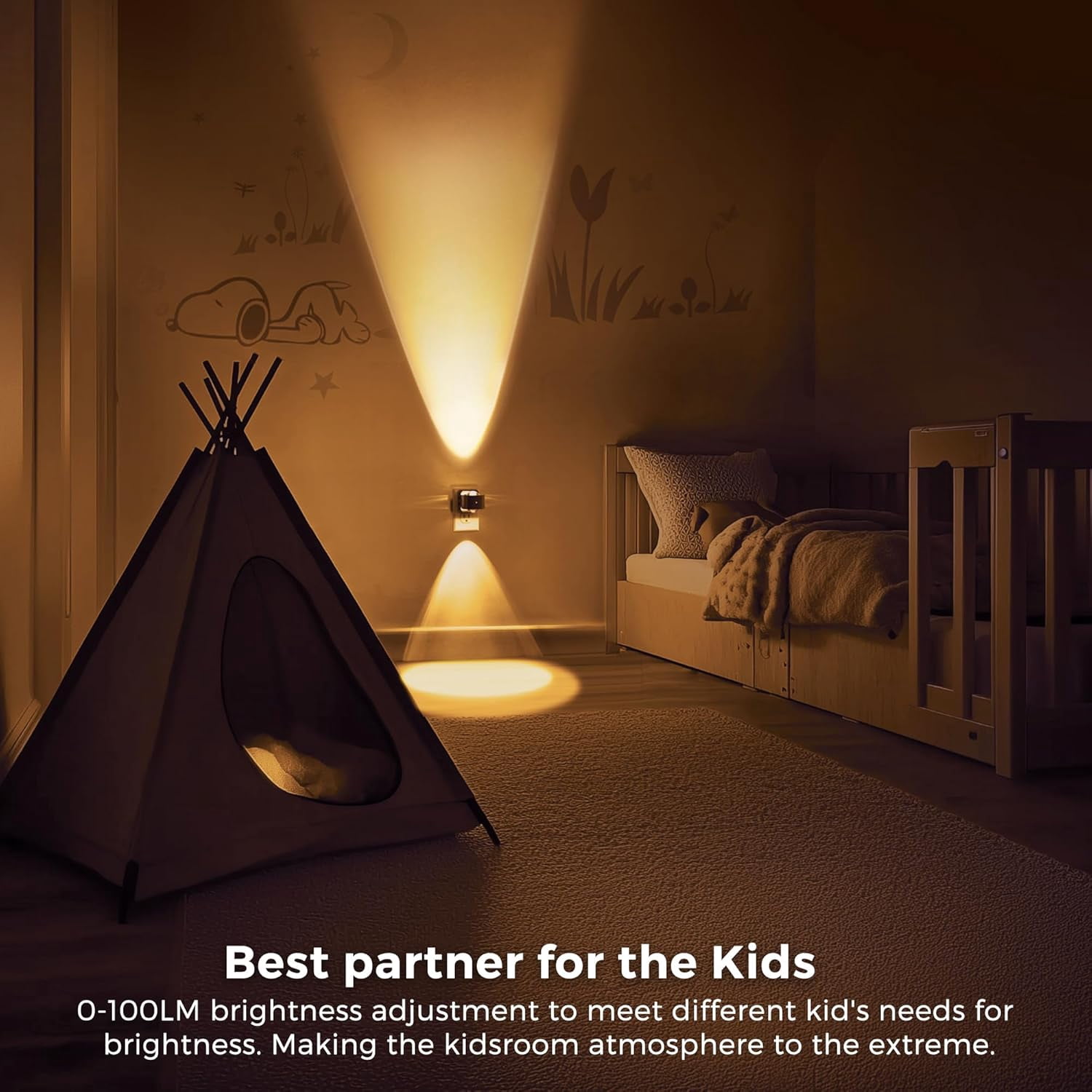 Night Light Projector, Night Lights Plug into Wall, Dusk to Dawn Sensor, 180°Rotating Nightlight for Kids, 0-150LM Dimmable Soft White Ambient Lighting for Bathroom, Decor, Gifts, 2 Pack