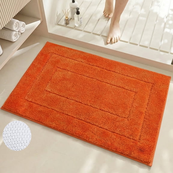 Soft Comfortable Microfiber Bathroom Rugs Non-Slip Backing 31.5" x 19.7" Orange Fluffy Bath Mats Machine Washable