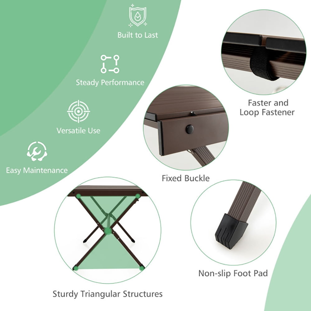 Aimee Lii 4-6 Person Portable Aluminum Camping Table with Carrying Bag, Camp Tables PorTable Foldable, Brown Aimee Lii 4-6 Person Portable Aluminum Camping Table with Carrying Bag, Camp Tables PorTable Foldable, Brown