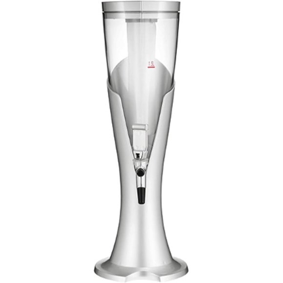 Drink Large Beer Tower, Tabletop Drink Tower Dispenser with Ice Tube and LED Lights, Dispenser for Beverage/Liquor/Wine/Cold Drinks Ice Tube, 3L, Silver-