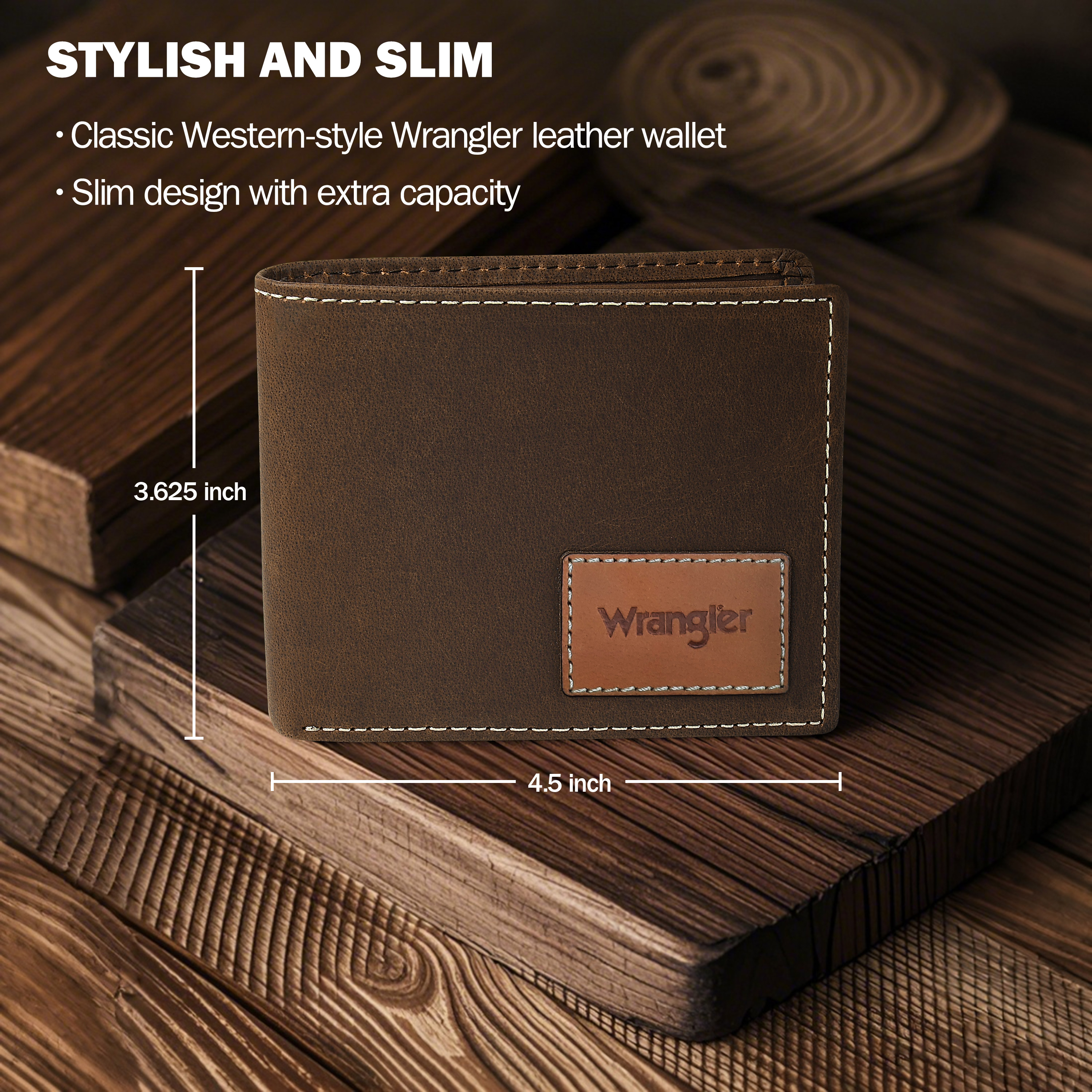 Wrangler Men's Bifold Wallet, Genuine Leather RFID photo 2